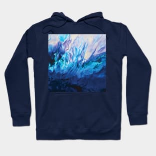 Bright Blue Acrylic Pour Painting Hoodie